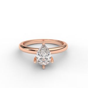 IGI Certified Pear Cut Lab Grown Diamond Solitaire Engagement & Wedding <b>Ring</b> in 9K Yellow / White And Rose Gold - Product Image 5