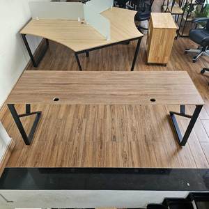 Mesa de Diseño Industrial para 2 Personas KConcept HBKC047, 200x60cm, Madera Contrachapada con Patas de Hierro - Product Image 3
