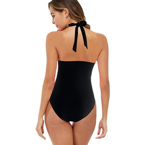 Nuevo traje de baño de una pieza para mujer Diseño personalizable de alta calidad Logotipo frontal de secado rápido Corte alto - Product Image 3