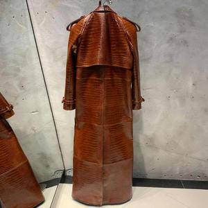 Brown <b>Leather</b> Unisex Bomber <b>Jacket</b> Double Breasted Stand Collar Canvas Waterproof Windproof Breathable Hooded Winter Moto Biker - Product Image 2