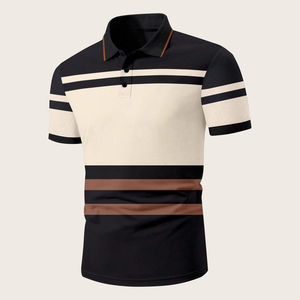 POLO Hommes Polo Golf Chemise À Manches Longues D'affaires Hommes Chemises Imprimer Normal Moderne Classique Plaid Tricoté Tissu Polyester Forma - Product Image 1