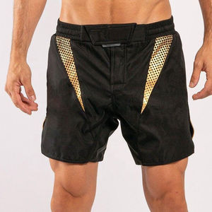 Shorts de combat MMA pour hommes 100% coton décontractés mi-longueur anti-froissement élastiques pour l'entraînement quotidien, le grappling, le sparring, la remise en forme et les séances d'entraînement - Product Image 1