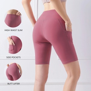 Yoga Biker Shorts Cintura alta 2025 Mujer Fitness Gym Yoga Shorts con bolsillos Nuevo material Sexy Workout - Product Image 3