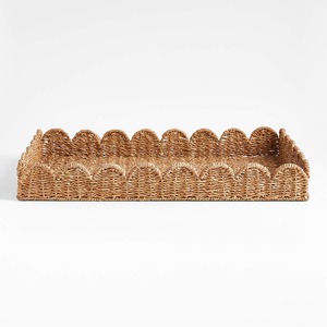 Plateau rond en rotin tissé à la main de style moderne, élégant plateau de service en bambou pour la cuisine et la décoration de la maison pour le Ramadan, les mariages et Diwali - Product Image 3