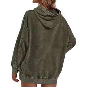 Vente en gros : Sweat à capuche vintage pour homme sur mesure, délavé à l'acide, prix raisonnable ; Manteau d'hiver 2025 délavé à la pierre, teint uni, haute qualité - Product Image 2