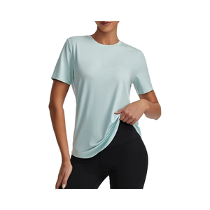 Camisetas de Verano Casuales Holgadas para Mujer, Manga Corta, Cuello Redondo, Transpirables, de Modal, Modernas y Ligeras, en Línea - Product Image 1