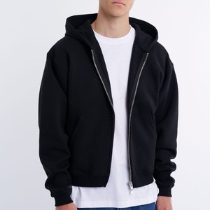เสื้อมีฮู้ดซิปคู่สำหรับผู้ชายโอเวอร์ไซส์งานตามสั่งเสื้อมีฮู้ดแนวสตรีทเสื้อมีซิปปิดไหล่ปล่อยรุ่น - Product Image 3