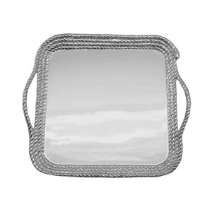 Plateau de service à café en aluminium de forme ovale avec bordure en forme de boules Vaisselle de mariage et de fête Casse-croûte et plateau de service à salade - Product Image 2