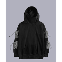 Sweat-shirt à capuche streetwear personnalisé Cyberpunk Techwear pour homme, broderie 3D Hip Hop, manches longues, poches, tissu polaire, automne