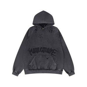 New Acid Wash Best Desing 2024 Look Sudadera con capucha desgastada Jersey de color personalizado Ropa de moda Hombres Sudadera con capucha desgastada - Product Image 1