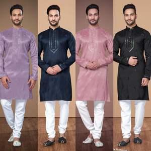 Colección Premium Elegante, Kurta de Rayón para Hombre con Bordado de Seda de Alta Calidad y Lentejuelas, para Bodas Indias y Pakistaníes - Product Image 4