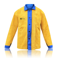 Veste de soudage en cuir bouton avant résistance à la déchirure coutures ignifuge Protection globale du travail Fr vêtements en gros