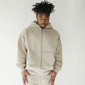 Sweats à capuche personnalisés avec fermeture éclair complète pour hommes 500 Gsm coton double couche poids lourd motif de créateur brodé Technique Hiver - Product Image 2