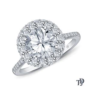 Bague de fiançailles en or 14 carats sertie de pavés sur les côtés et avec des accents halo, avec diamant central (naturel), fabricant de vente en gros OEM - Product Image 2