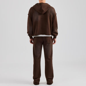 Survêtements d'hiver élégants en coton délavé avec fermeture éclair et poches - Ensemble deux pièces confortable 100 % coton pour activités de plein air - Product Image 2