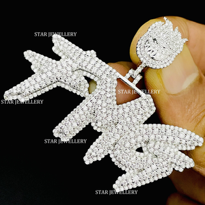 10K Gold Plated Iced Out Natural Diamond Custom Letter <b>Pendant</b> Hip Hop Style Unisex Jewelry with Custom <b>Bail</b> - Product Image 3