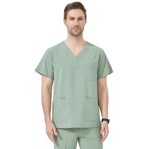 Men's short Sleeve <b>Scrub</b> <b>Set</b> with V-Neck stretchy Fabric - Product Image 1