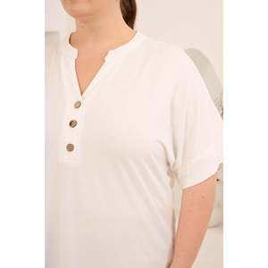 Chemise à col mandarin, grande taille, boutonnée, couleur écru - Product Image 2