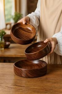 Bol de service en bois minimaliste, parfait pour les fruits secs, les collations et les noix, décoration de table, décoration naturelle pour la maison et utilisation en cuisine et salle à manger - Product Image 5