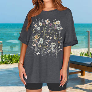 T-shirt décontracté pour femme en coton 100% tricoté respirant pour l'été, taille plus, uni, fabriqué au Pakistan - Product Image 2