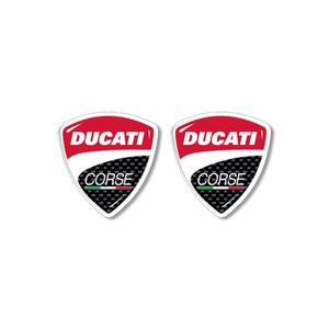 2 Pezzi Emblemi 3D in Resina Ducati Corse 30mm, Loghi per Moto e Scooter, Adesivi per Moto - Product Image 1