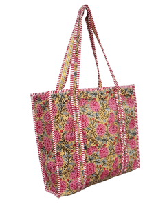 Sac fourre-tout matelassé en coton ATITHI ART, léger, doux, rembourré, écologique, réutilisable, fermeture éclair, emballé, pour le shopping, les voyages, le quotidien - Product Image 5