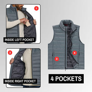 Gilet matelassé sans manches d'hiver de haute qualité, logo personnalisé, bulle, respirant, écologique, polyester, nouveau design, gilet pour homme - Product Image 5