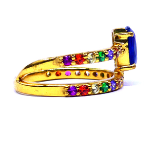 Diseñador de plata esterlina 925 chapado en oro bajo MOQ hecho a mano cianita multicolor piedras preciosas moda anillo de dedo - Product Image 3