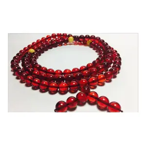 Beautiful Baltic Amber Buddhist Prayer Beads Red Cherry Color for Bulk Purchase