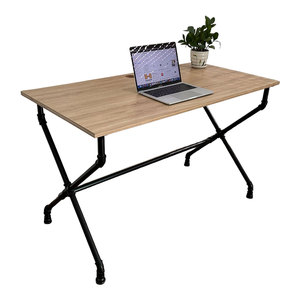 Wooden Industrial X-Shaped Pipe Leg <b>Foldable</b> <b>Office</b> <b>Desk</b> for Home <b>Office</b>-HBON010 - Product Image 2