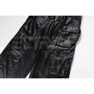 Pantalon droit pour homme cintré rayé taille moyenne meilleur cuir pur bas prix 2025 dernier design pantalon en cuir pur pour homme élégant - Product Image 5