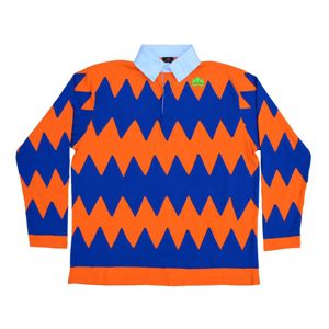 Custom Vintage Zigzag Stripe Rugby Polos Casual Sportswear Logo Organic University Camisa de manga larga para hombres-Naranja - Product Image 1