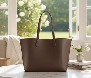 Brown Leather Vintage Fashion Candy Pattern Two-Tone <b>Zip</b> Large Women's Work Shoulder Tote <b>Bag</b> Minimalist Laptop Soft <b>Shopper</b> - Product Image 6