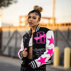 <b>Top</b> Trending Women Crop Varsity Baseball <b>Coats</b> Streetwear 2026 Winter Fall Clothes Letter Print Cropped Patchwork Jackets <b>Coats</b> - Product Image 1
