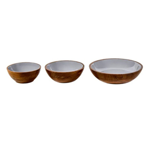 Tazones para Servir de Madera de Mango Hechos a Mano Más Vendidos, Interior de Esmalte Blanco, Vajilla Moderna para Cocina, Proveedor Mayorista a Bajo Precio - Product Image 3
