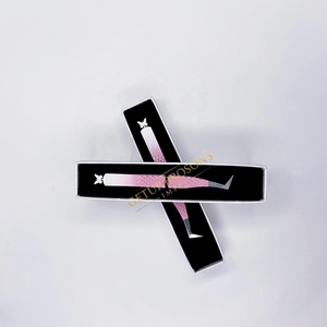 Pince à épiler professionnelle en acier inoxydable pour extensions de cils volume russe, à découpe papillon, revêtement en poudre bicolore, outil de beauté - Product Image 3
