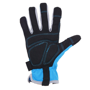 Custom Best Selling Mechanic Gloves Blue Mesh <b>Back</b> Foam <b>Padding</b> Palm Patch Vibration Resistant Gloves Custom Leather Gloves - Product Image 4