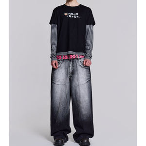 เสื้อยืดแขนยาวสำหรับผู้ชาย, เสื้อยืดสองชั้นขนาดใหญ่ใส่ได้ทั้งชายและหญิงเสื้อยืดแขนยาวสองชั้นสไตล์ใหม่ - Product Image 3