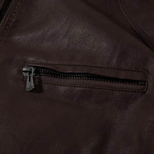 แจ็กเก็ตลำลองสำหรับผู้ชาย, แจ็กเก็ตหนังคอปกตั้งมีกระเป๋าหลายกระเป๋าสำหรับนักขี่มอเตอร์ไซด์ดีไซน์วินเทจ - Product Image 4