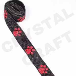 Correas de bolso con cuentas de semillas de oro blanco personalizadas, correa de monedero con estampado de pata, accesorios de moda para bolsos - Product Image 1