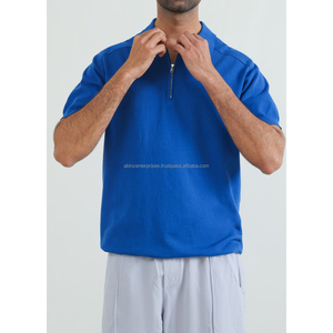 Media manga para hombre para Polo con cremallera Alta calidad 100% Algodón Nuevo estilo de media cremallera Colección de patrones sólidos - Product Image 3