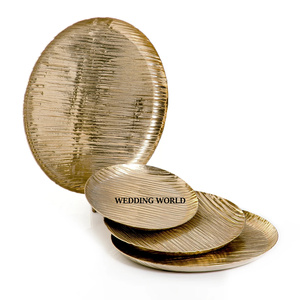 ชุดถาดช็อคโกแลตโลหะสี่ชิ้นถาดกลมดีไซน์เนอร์ถาดช็อคโกแลตสีเงินสำเร็จรูปใหม่ - Product Image 2