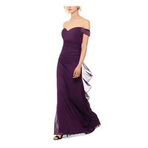 Abito da sera lungo in chiffon viola senza maniche da donna Betsy & Adam, con spalle scoperte e vita naturale, taglia 10 - Product Image 2