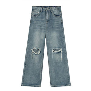 Jean en denim déchiré à taille mi-haute pour homme, coupe crayon, respirant, avec trous aux genoux, logo personnalisé, OEM, style urbain, bio - Product Image 6
