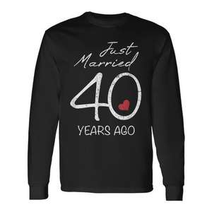 T-shirt à manches longues personnalisable pour 40e anniversaire de mariage - Cadeau promotionnel - Product Image 1