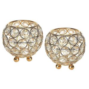 Classic Round Shape Gold Crystal/Metal Votive <b>Candle</b> <b>Holder</b> for Home & Christmas Lighting Decorative <b>Candle</b> Votive - Product Image 1