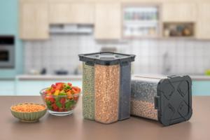 Boîte de rangement pour aliments, épices, collations, fruits secs, céréales, organisateur de cuisine, ensemble de boîtes en plastique durable à 4 compartiments, 2000 ml, hermétique - Product Image 6