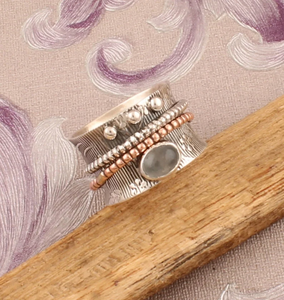 แหวนสมาธิดีไซน์ขนนกสีเงินสเตอร์ลิงสำหรับงานแต่งงานและงานปาร์ตี้ - Product Image 5