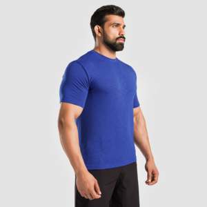T-shirt GAI Dash bleu imprimé, en tissu tricoté respirant de 240 grammes, avec motif graphique uni, étiquette personnalisée - Product Image 2