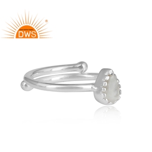 Latest Design Sterling Silver Natural Howlite Gemstone <b>Adjustable</b> <b>Ring</b> Jewelry For Women Gift For Her - Product Image 4